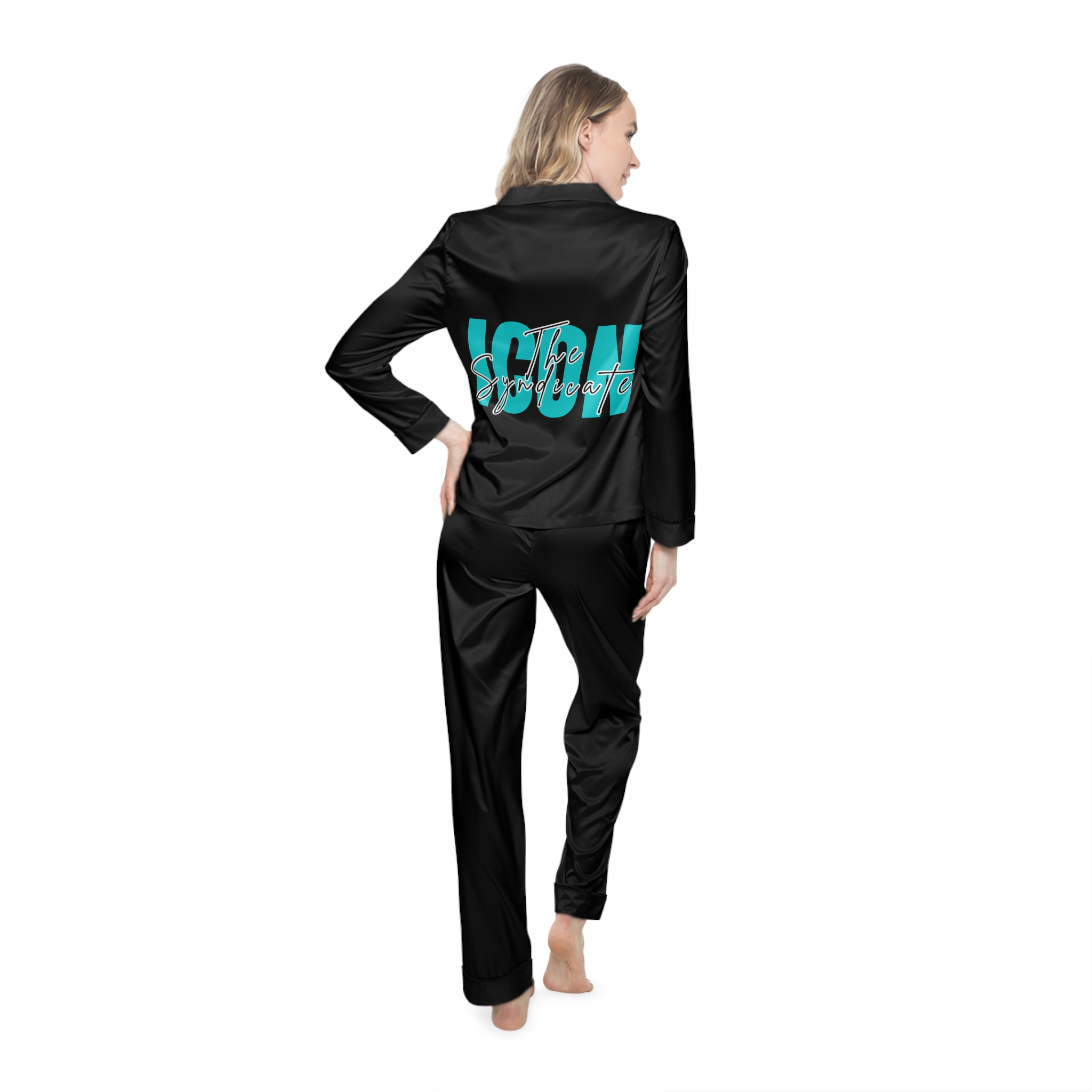 Icons Satin Pajamas (Black) - Image 4