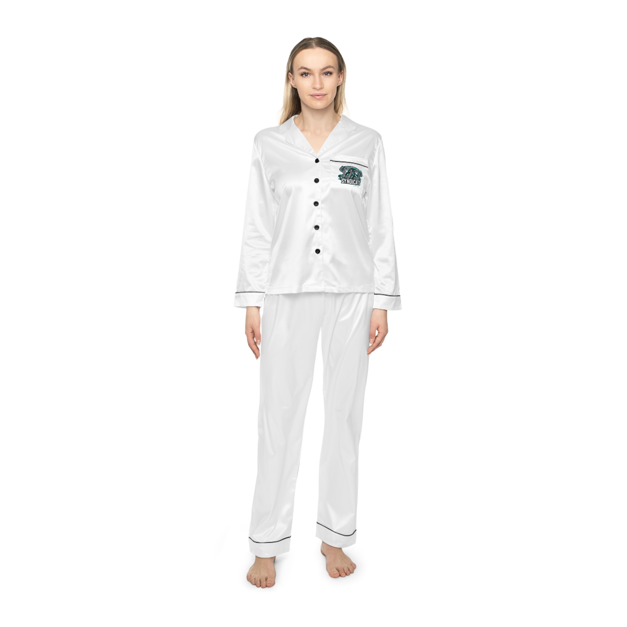 Icons Satin Pajamas (White) - Image 3