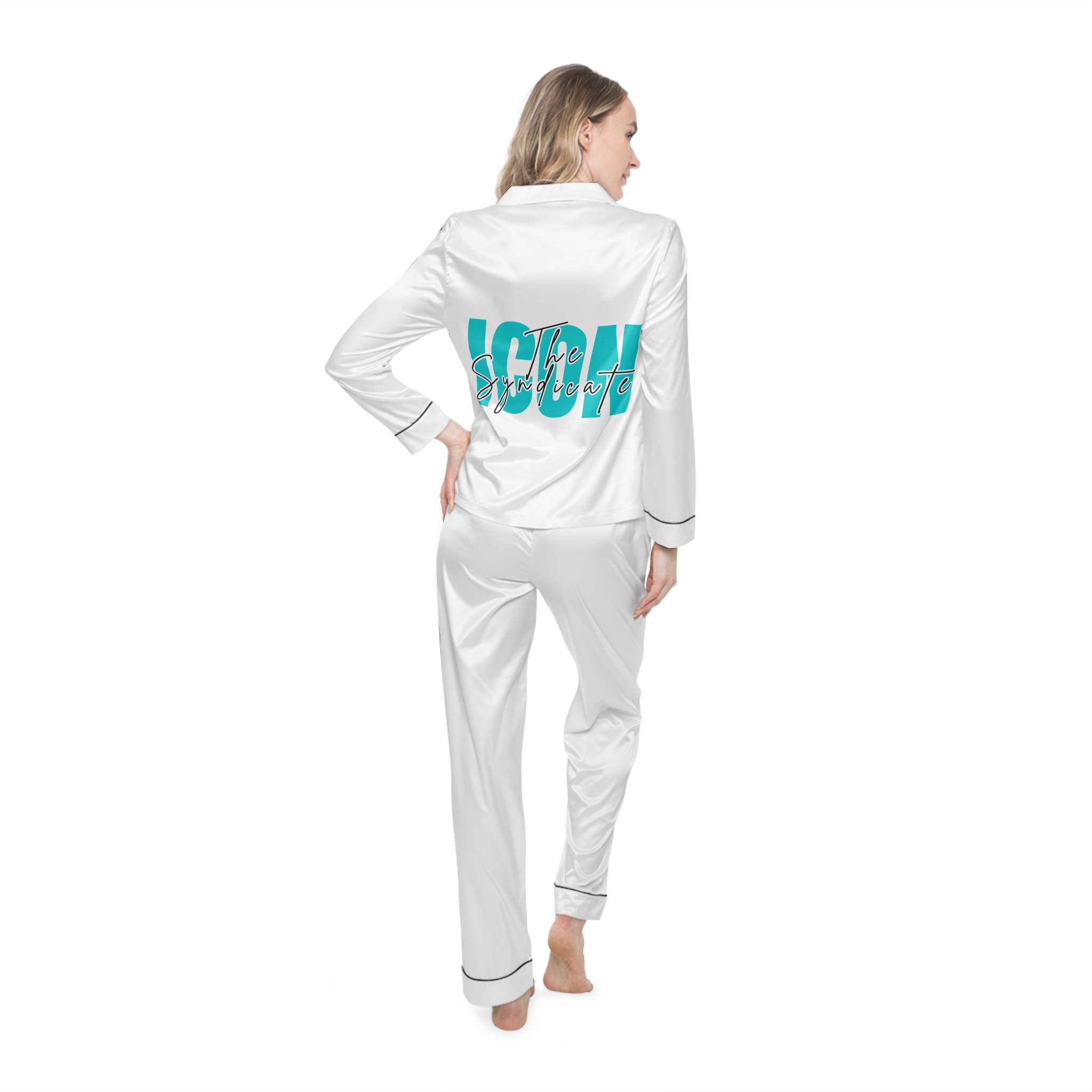 Icons Satin Pajamas (White) - Image 4